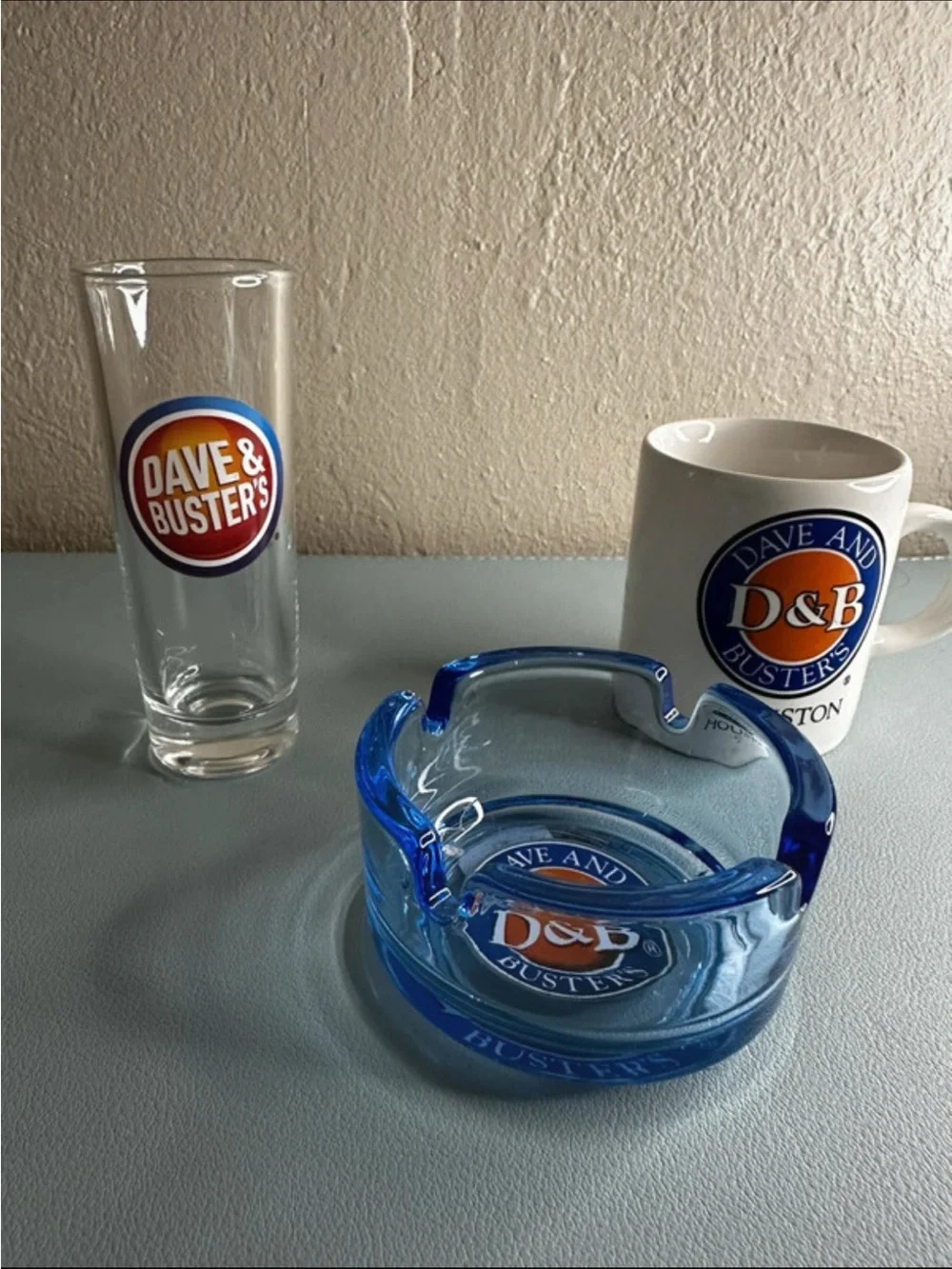 Branded Blue Glass Ashtray